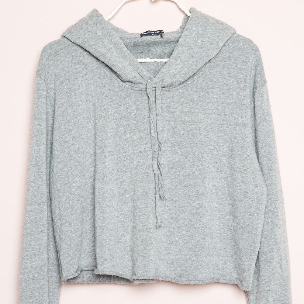 Brandy Melville Gray Cropped Hoodie